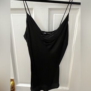 NWT Zara Black Cowl Neck Top Size S
